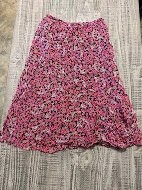 Women's Pink Floral Midi Skirt